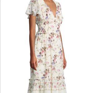 Max studio floral flutter sleeve midi dress- Large